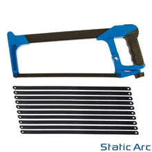 Load image into Gallery viewer, LARGE HACKSAW SET 12" 300mm SOFT GRIP METAL HAND SAW STEEL CUT BLADES 11pc