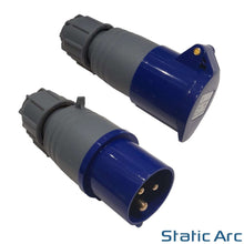 Load image into Gallery viewer, 16A 3-PIN INDUSTRIAL COMMANDO PLUG SOCKET MALE FEMALE 2P+EARTH Grey IP44 240V