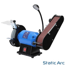 Load image into Gallery viewer, 350W ELECTRIC BENCH GRINDER & SANDING BELT LINISHER METAL WOOD SANDER 6" WHEEL