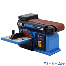 Load image into Gallery viewer, 650W ELECTRIC BELT + DISC SANDER 2in1 LINISHER BENCH LARGE TABLE WOOD METAL SAND