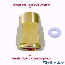 Load image into Gallery viewer, CO2 BOTTLE to ARGON REGULATOR ADAPTER CONNECTOR GAS FITTING G5/8 to W21.8