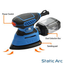 Load image into Gallery viewer, 140W ELECTRIC DETAIL SANDER CORDED PALM MOUSE WOOD SANDING + PADS