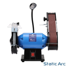 Load image into Gallery viewer, 350W ELECTRIC BENCH GRINDER & SANDING BELT LINISHER METAL WOOD SANDER 6" WHEEL