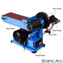 Load image into Gallery viewer, 375W ELECTRIC BELT + DISC SANDER 2in1 LINISHER BENCH WORKTOP WOOD METAL SANDING