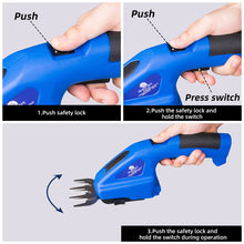 Load image into Gallery viewer, CORDLESS GARDEN SHEARS GRASS HEDGE SHRUB TRIMMER 2in1 DUAL ATTACHMENTS 7.2V