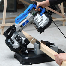 Load image into Gallery viewer, 1200W ELECTRIC HANDHELD BAND SAW 2in1 CHOP TABLE BANDSAW STAND METAL WOOD CUT