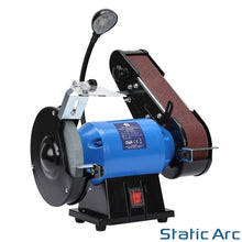 Load image into Gallery viewer, 350W ELECTRIC BENCH GRINDER & SANDING BELT LINISHER METAL WOOD SANDER 6" WHEEL