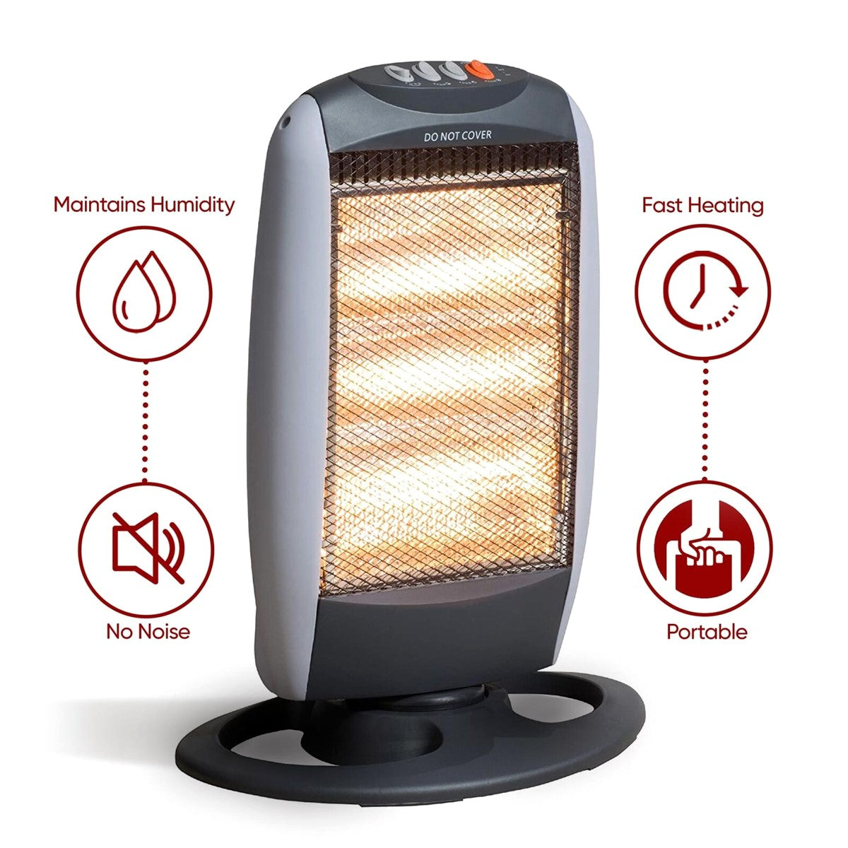 1200W ELECTRIC HALOGEN SPACE HEATER OSCILLATING PORTABLE RADIATOR
