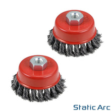 Load image into Gallery viewer, TWIST KNOT WIRE BRUSH CUP WHEEL ANGLE GRINDER METAL RUST PAINT REMOVAL 75/100mm