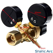 Load image into Gallery viewer, GAS BOTTLE PRESSURE FLOW REGULATOR DUAL GAUGE ARGON CO2 NITROGEN MIG TIG WELDING