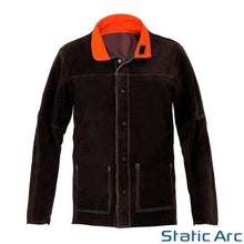 Load image into Gallery viewer, LEATHER WELDING JACKET COW SPLIT HEAT RESISTANT SPATTER WELDERS COAT PPE BLACK