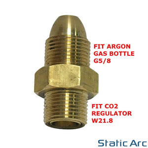 ARGON TO CO2 ADAPTOR FITTING GAS BOTTLE TO REGULATOR CONNECTOR G5/8 TO W21.8