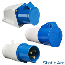 Load image into Gallery viewer, 32A 3-PIN INDUSTRIAL COMMANDO PLUG SOCKET WALL MALE FEMALE 2P+EARTH IP44 240V
