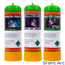 Load image into Gallery viewer, ARGON CO2 DISPOSABLE GAS BOTTLE 100% PURE 80/20% MIX MIG TIG WELDING 2.2L
