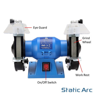 150W ELECTRIC BENCH GRINDER WORKTOP DUAL WHEEL METAL SANDER POLISHER 150mm DISC
