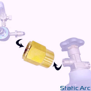 CO2 BOTTLE to ARGON REGULATOR ADAPTER CONNECTOR GAS FITTING G5/8 to W21.8