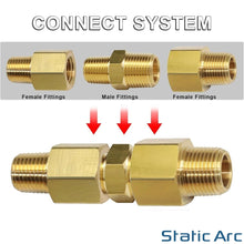 Load image into Gallery viewer, 3/8" to 1/4" BSP ADAPTER REDUCER BRASS THREAD FITTING GAS AIR HOSE MALE FEMALE

