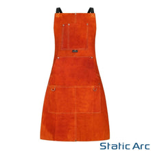 Load image into Gallery viewer, LEATHER WELDING APRON COWHIDE HEAT RESISTANT FULL BODY PPE WELDER SAFETY BIB
