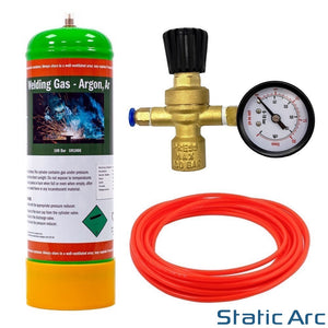 ARGON CO2 DISPOSABLE GAS KIT BOTTLE MIG TIG WELDING w/ REGULATOR GAUGE HOSE 2.2L