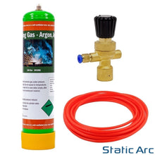 Load image into Gallery viewer, ARGON CO2 DISPOSABLE GAS BOTTLE CYLINDER KIT WELDING w/ REGULATOR HOSE 0.95L
