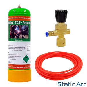 ARGON CO2 DISPOSABLE GAS KIT BOTTLE MIG TIG WELDING w/ REGULATOR HOSE 2.2L