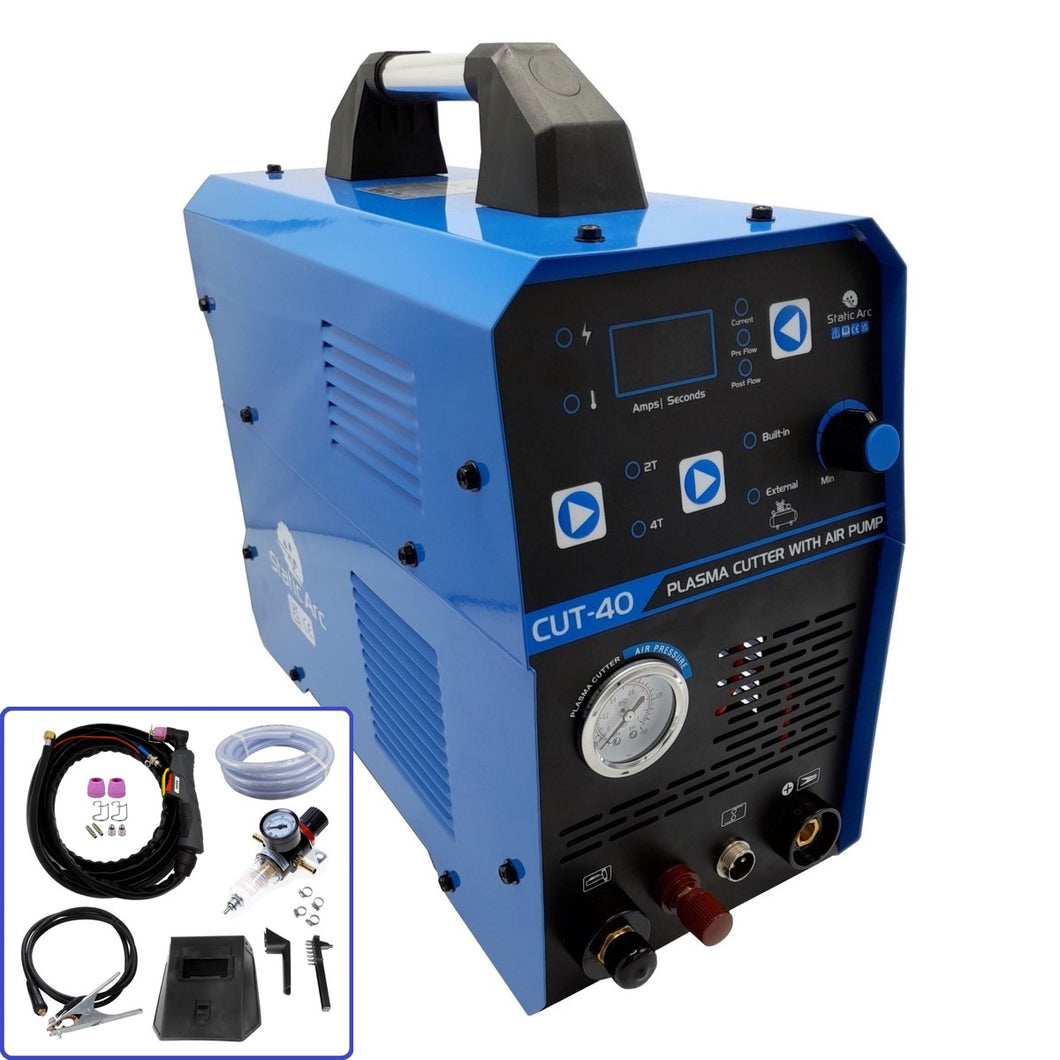 CUT 40 INVERTER PLASMA CUTTER w/ INBUILT AIR COMPRESSOR NON-TOUCH PILOT ARC 40A
