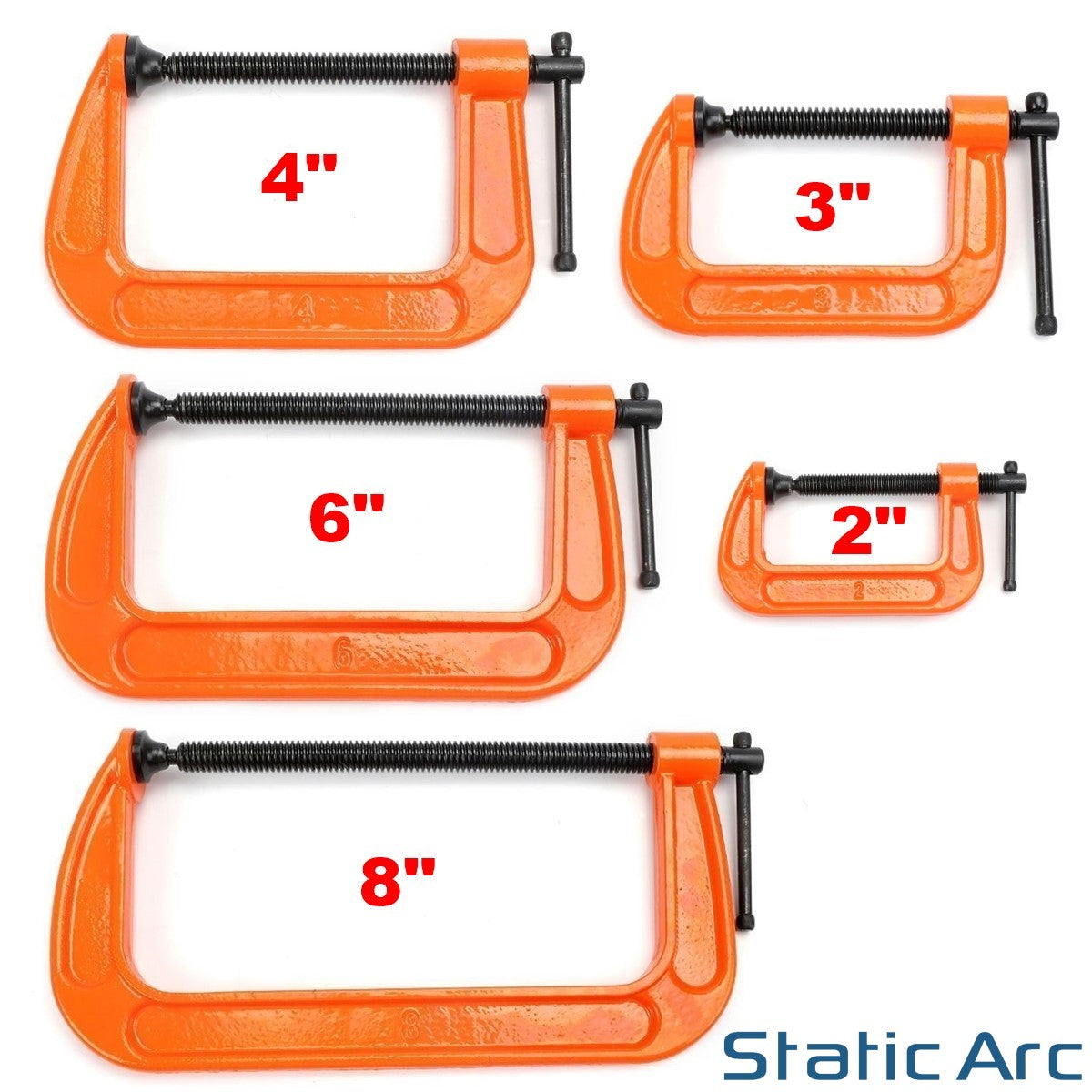 thumbnail image 2 of Marksman Heavy Duty Red Iron G-Clamp Set For Woodworking, Welding, And Workshop Support 2 of 6