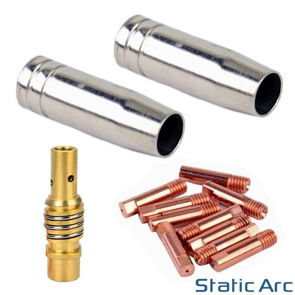 MB15 MIG WELDING CONSUMABLES KIT TORCH TIPS NOZZLE SHROUD 14AK/15AK 13pc