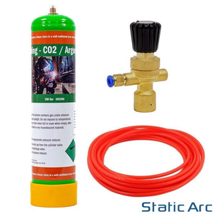 ARGON CO2 DISPOSABLE GAS BOTTLE CYLINDER KIT WELDING w/ REGULATOR HOSE 0.95L