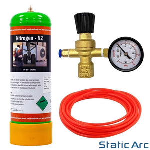 NITROGEN DISPOSABLE GAS BOTTLE CYLINDER KIT w/ REGULATOR GAUGE HOSE 2.2L