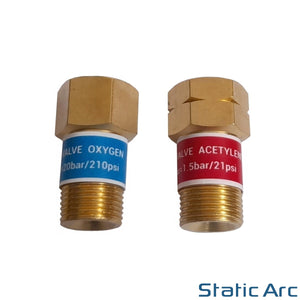 CHECK VALVE OXYGEN ACETYLENE PAIR OXY FUEL HOSE SAFETY BACKFLOW ONE WAY