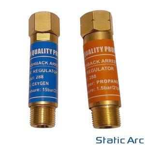 FLASHBACK ARRESTOR OXYGEN PROPANE PAIR OXY FUEL HOSE SAFETY VALVE CUT OFF