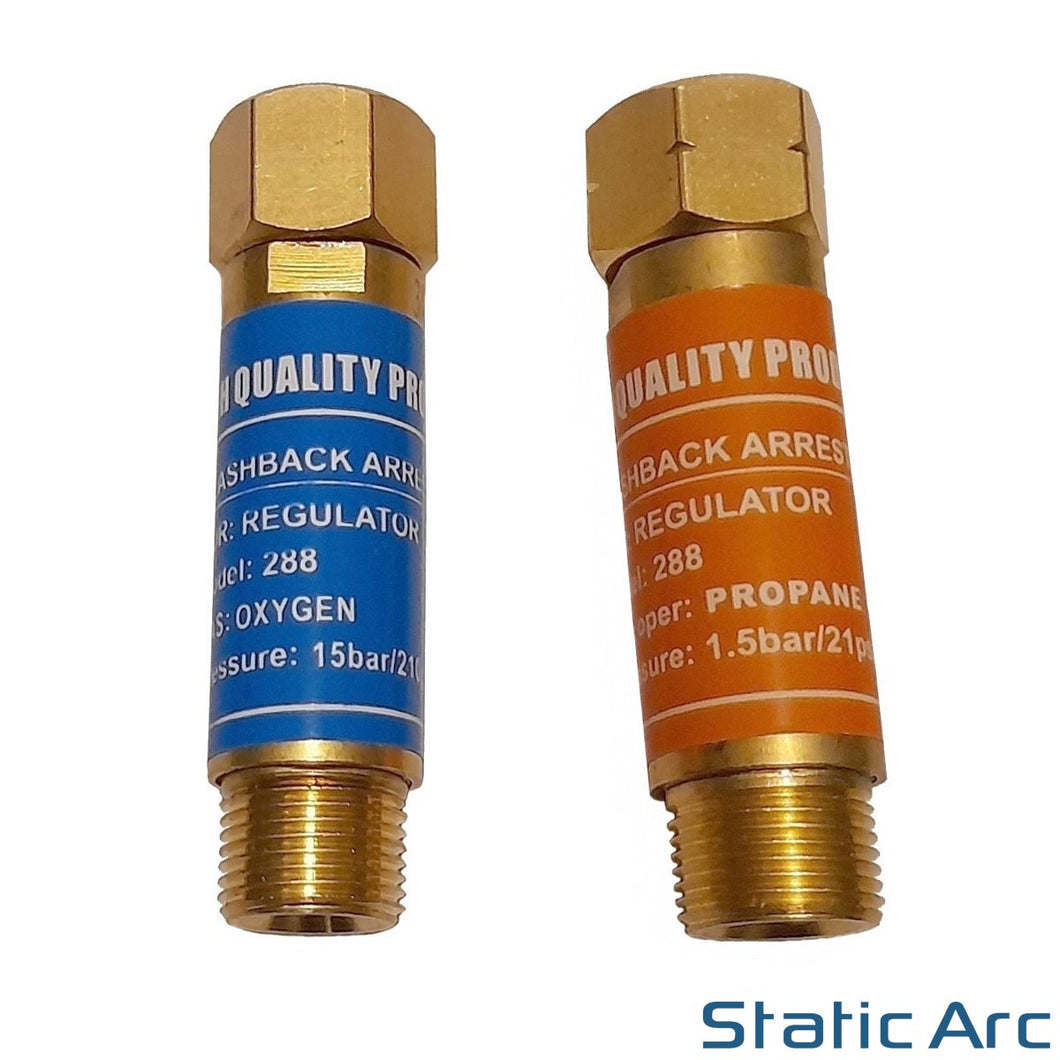 FLASHBACK ARRESTOR OXYGEN PROPANE PAIR OXY FUEL HOSE SAFETY VALVE CUT OFF