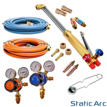 Load image into Gallery viewer, OXY PROPANE GAS CUTTING TORCH KIT OXYGEN FLAME CUTTER HOSE REGULATOR KIT
