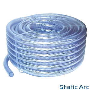 PVC BRAIDED HOSE CLEAR TUBE REINFORCED PIPE GAS AIR WATER OIL FUEL FOOD 8mm ID