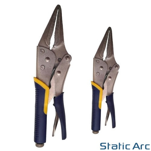 2pc LONG NOSE LOCKING PLIERS MOLE GRIPS ADJUSTABLE VICE CLAMP HEAVY DUTY 6.5